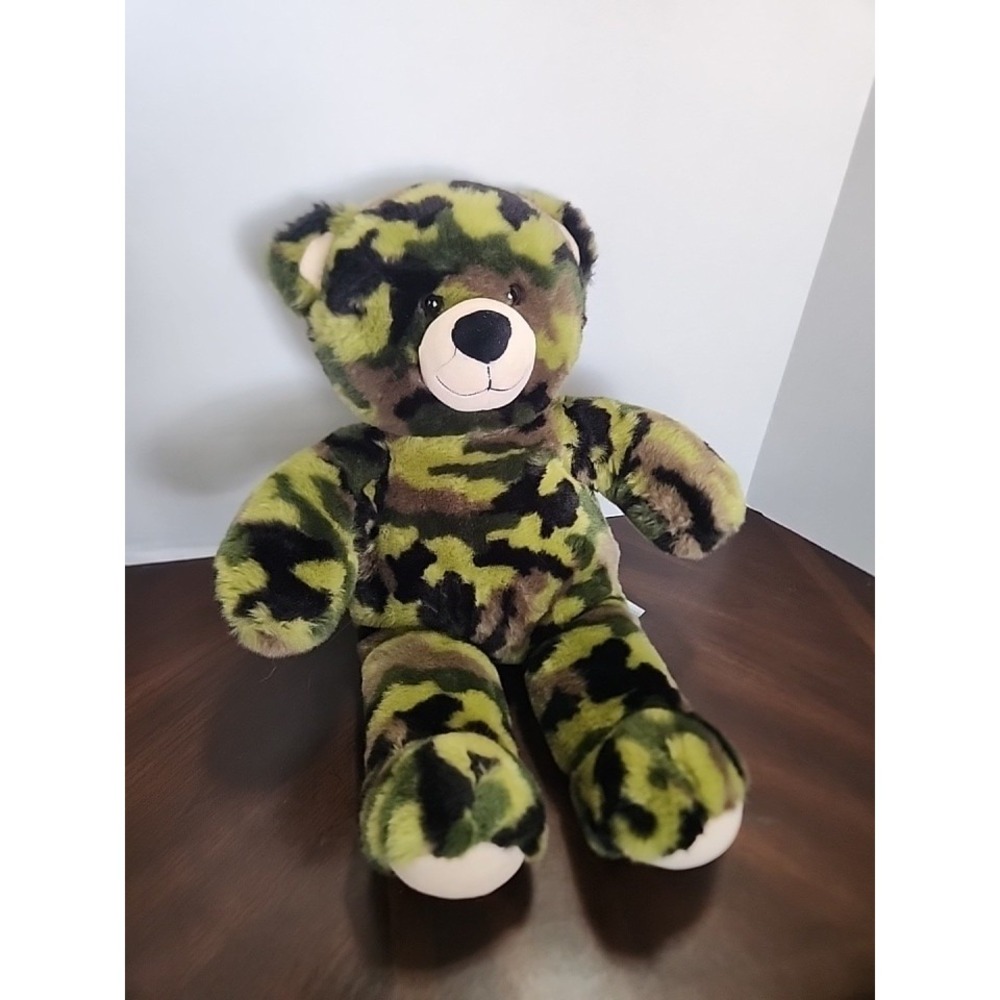 Build a Bear Green Camouflage Teddy Bear Plush 16" Camo EUC #O